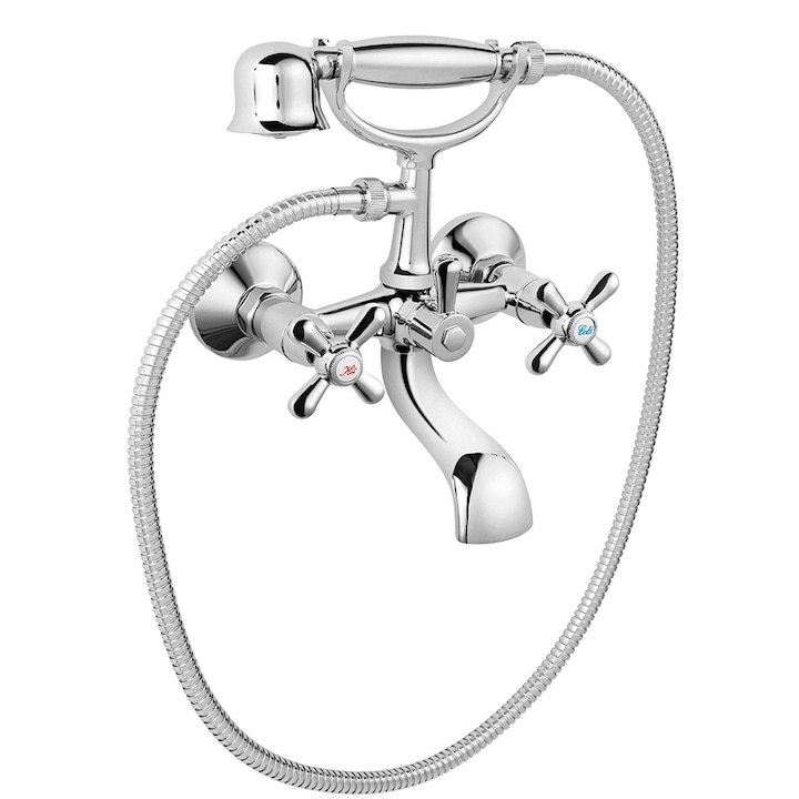 Baterie cada cu set de dus Ferro Retro New, crom, dubla comanda