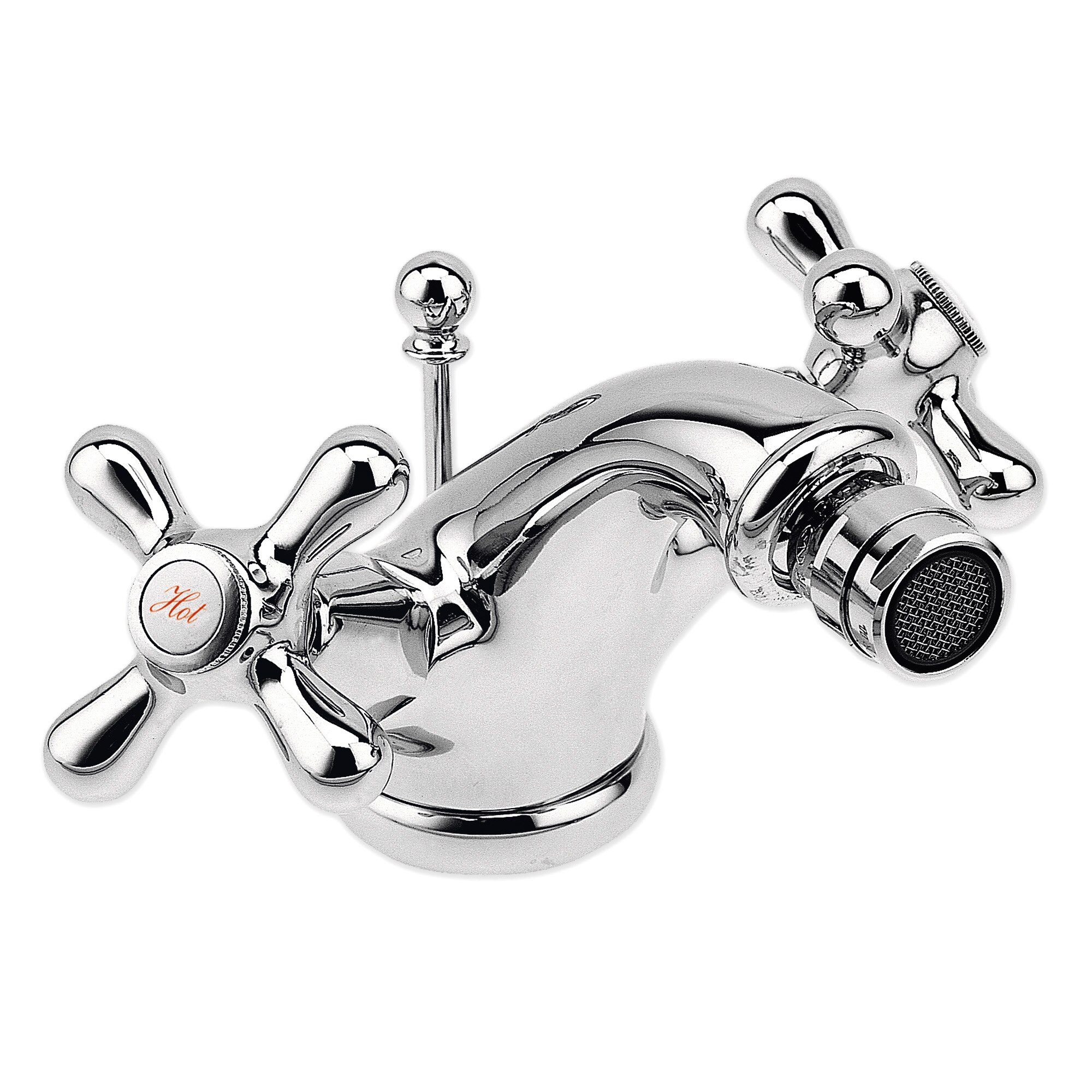 Baterie bideu Ferro Retro New, crom, ventil metalic, dubla comanda