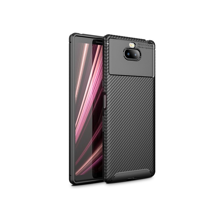 Силиконов гръб Carbon Fiber за Sony Xperia 10, Черен