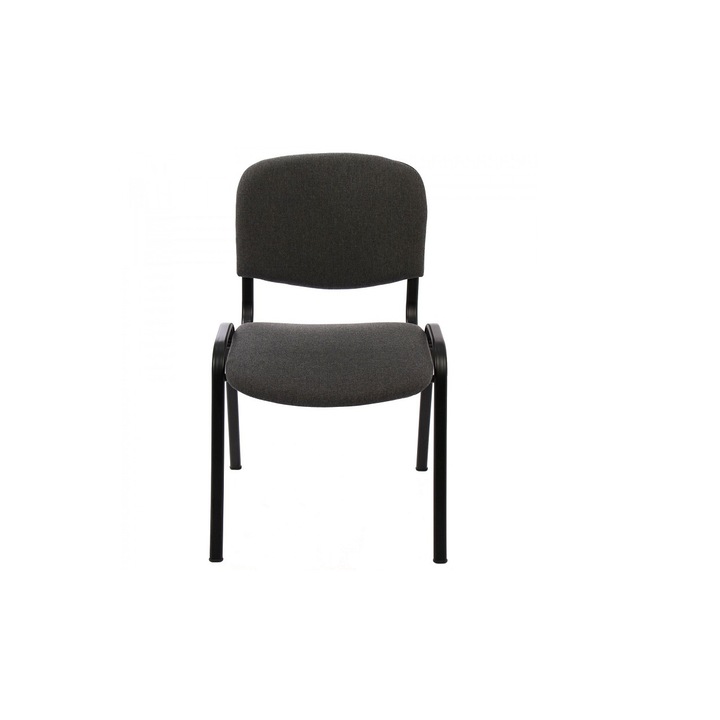 Посетителски офис стол DacEnergy, фиксиран, без подлакътници, стифиращ се, тапициран с дамаска C13, тъмно сив цвят