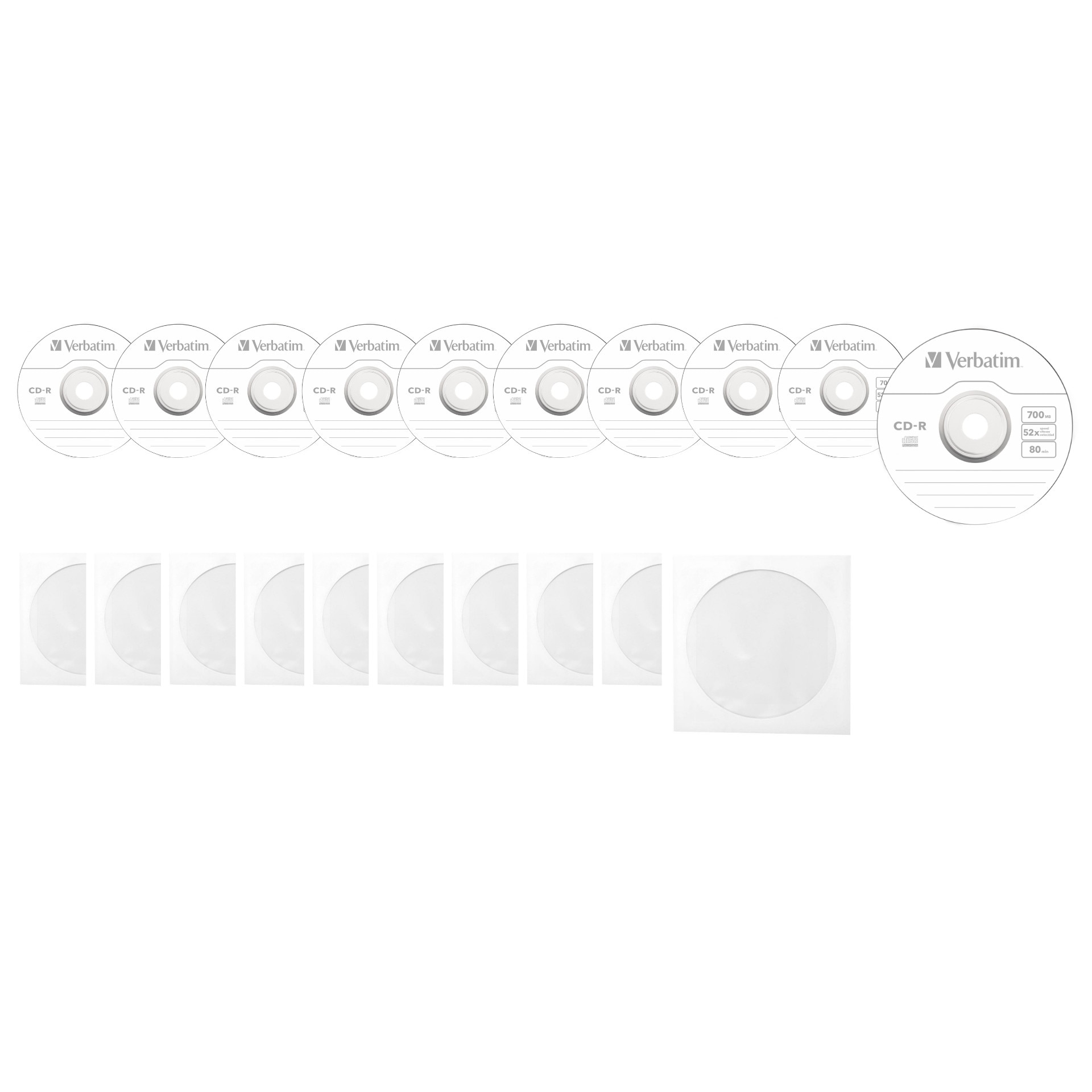 CD-R disc Verbatim 700MB/80minute 52x EXTRA PROTECTION 10 bucati cu 10 plicuri