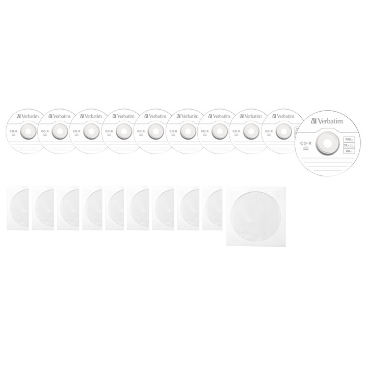 CD-R disc Verbatim 700MB/80minute 52x EXTRA PROTECTION 10 bucati cu 10 plicuri