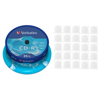 CD-R disc Verbatim 700MB/80minute 52x spindle EXTRA PROTECTION 25 bucati cu 25 plicuri CD-R disc Verbatim 700MB/80minute 52x spindle EXTRA PROTECTION 25 bucati cu 25 plicuri