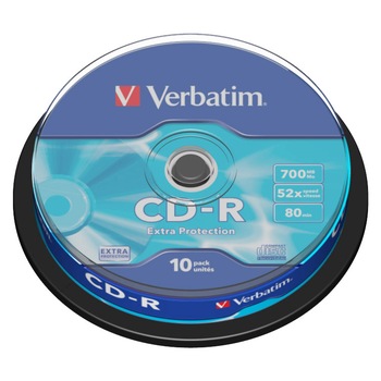 CD-R disc Verbatim 700MB/80minute 52x spindle EXTRA PROTECTION 10 bucati CD-R disc Verbatim 700MB/80minute 52x spindle EXTRA PROTECTION 10 bucati