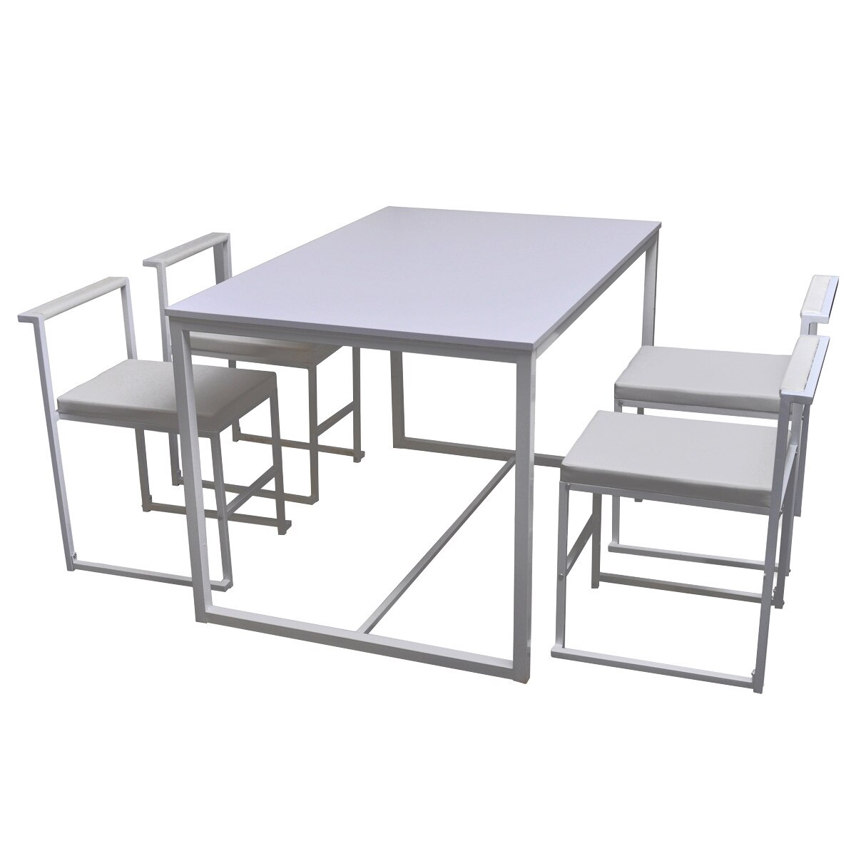 Set masa si scaune de bucatarie, vidaXL, 5 piese, alb, 116 x 67 x 75 cm