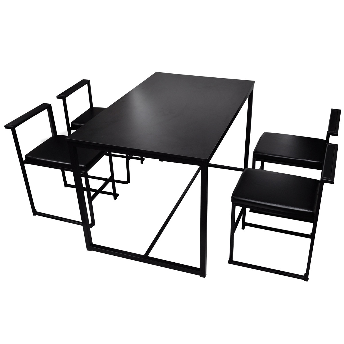 Set masa si scaune de bucatarie VidaXL, negru, 5 piese