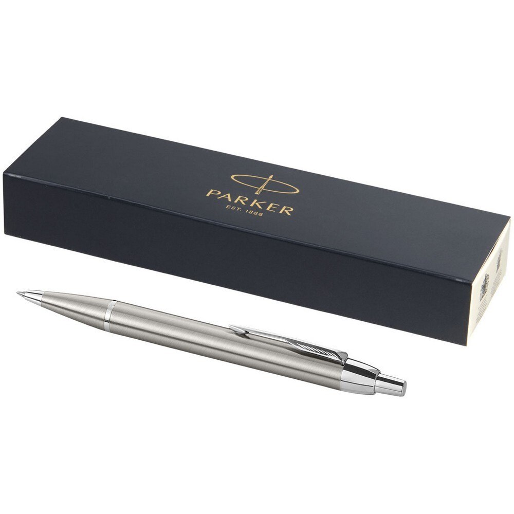 Pix clasic Parker IM, metal, gri metalizat, breloc inclus din piele ecologica si metal