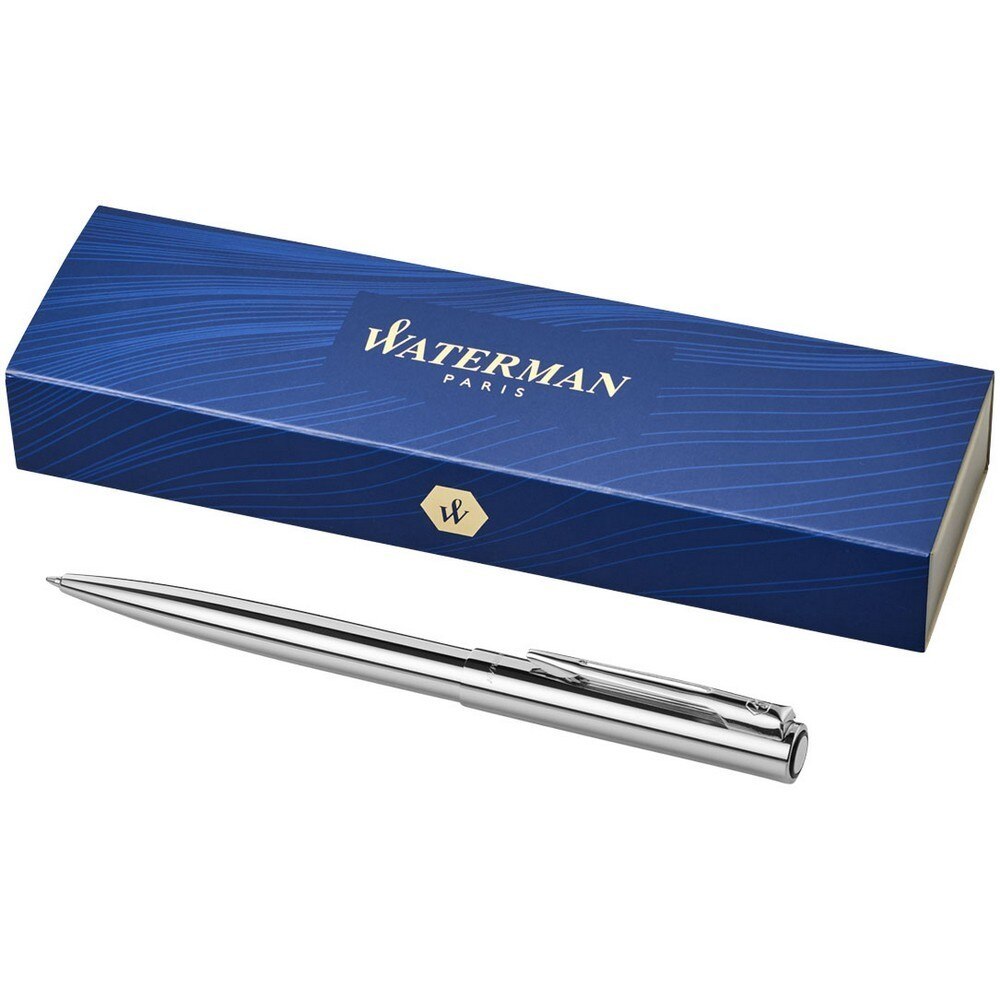 Pix Waterman Graduate, pasta albastra, otel inoxidabil, crom, breloc inclus din piele ecologica si metal