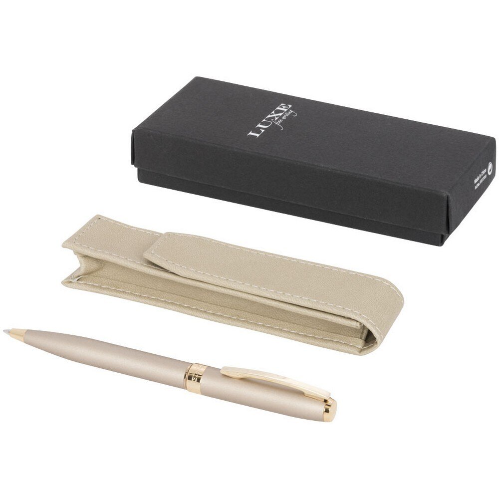 Set cadou pix cu husa de protectie, Luxe by AleXer, PL01, bej, breloc inclus din piele ecologica si metal