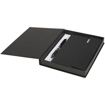 Set cadou carnetel si pix, Luxe by AleXer, TL01, thermo poliuretan, negru, breloc inclus din piele ecologica si metal Set cadou carnetel si pix, Luxe by AleXer, TL01, thermo poliuretan, negru, breloc inclus din piele ecologica si metal
