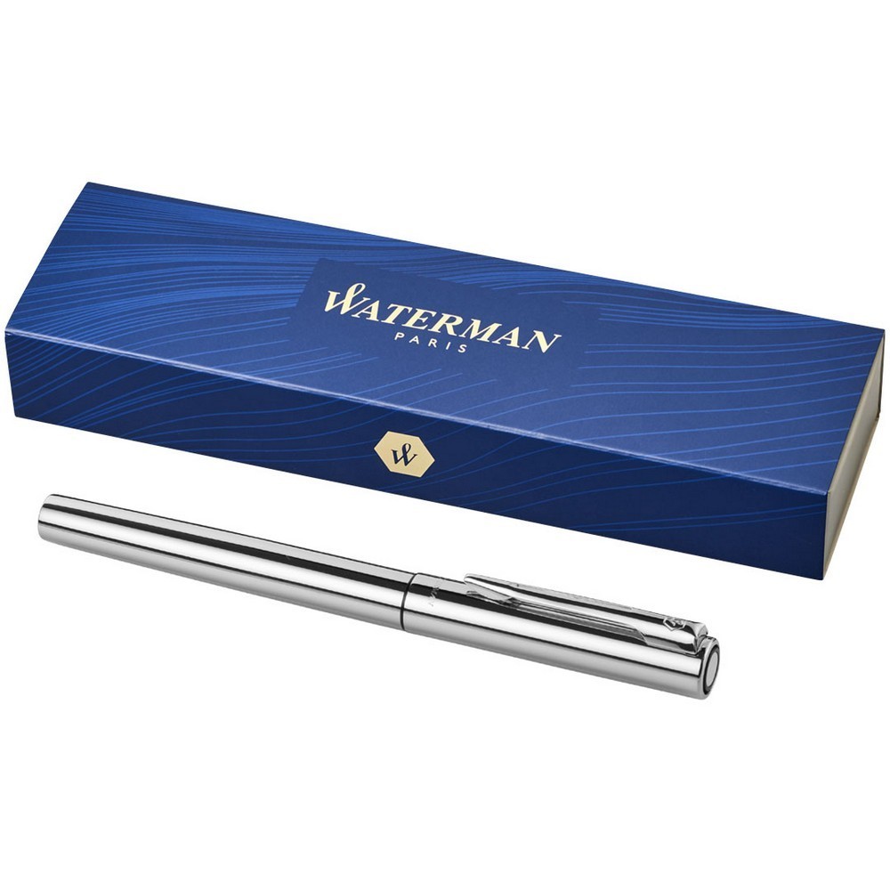 Stilou Waterman Graduate, otel inoxidabil, crom, breloc inclus din piele ecologica si metal