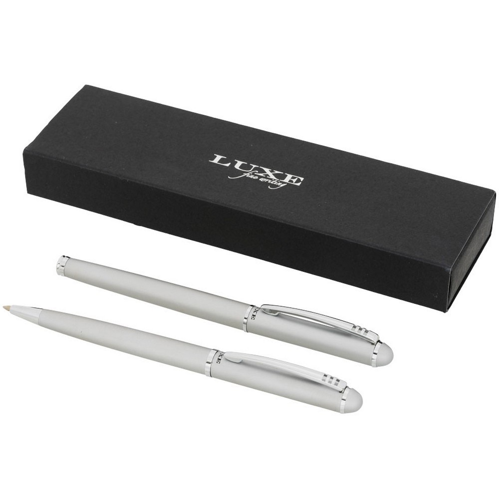Set cadou pix si roller, Luxe by AleXer, LE02, metal, argintiu, breloc inclus din piele ecologica si metal