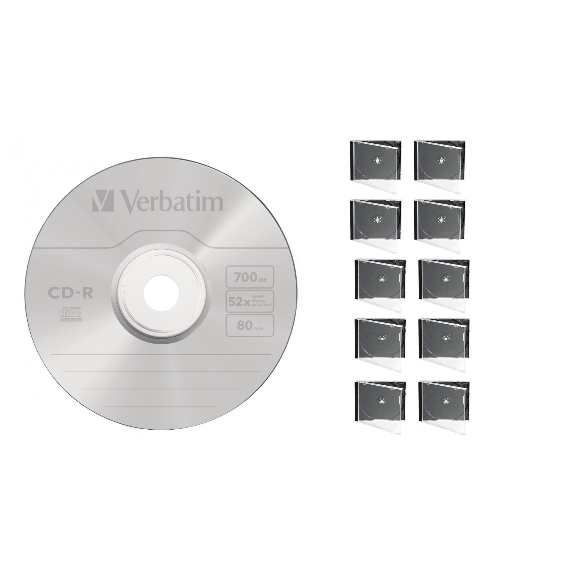 CD-R disc Verbatim 700MB/80minute 52x spindle AZO CRYSTAL 10 bucati cu carcasa jewel