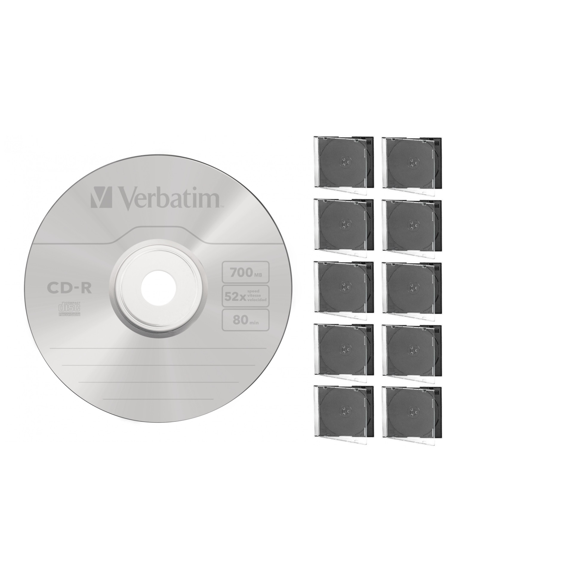 CD-R disc Verbatim 700MB/80minute 52x spindle AZO CRYSTAL 10 bucati cu carcasa slim