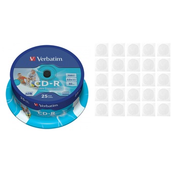 CD-R disc Verbatim 700MB/80minute 52x spindle printabil AZO 25 bucati cu 25 plicuri id-brand CD-R disc Verbatim 700MB/80minute 52x spindle printabil AZO 25 bucati cu 25 plicuri id-brand