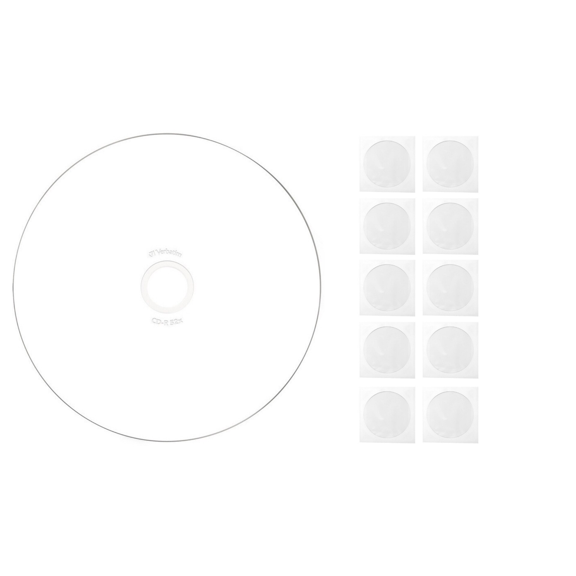 CD-R disc Verbatim 700MB/80minute 52x printabil AZO 10 bucati cu 10 plicuri id-brand