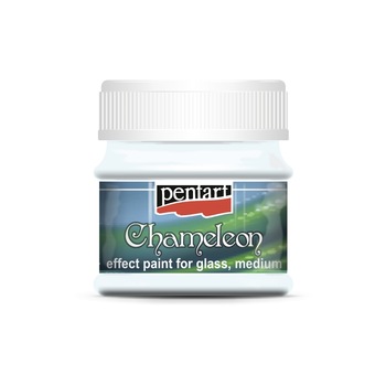 Vopsea de sticla pe baza de apa si medium cameleon, Pentart - Albastru cameleon, 50 ml Vopsea de sticla pe baza de apa si medium cameleon, Pentart - Albastru cameleon, 50 ml