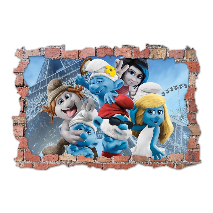 Sticker 3D copii, Stickermania, Smurf1, 60x90 cm