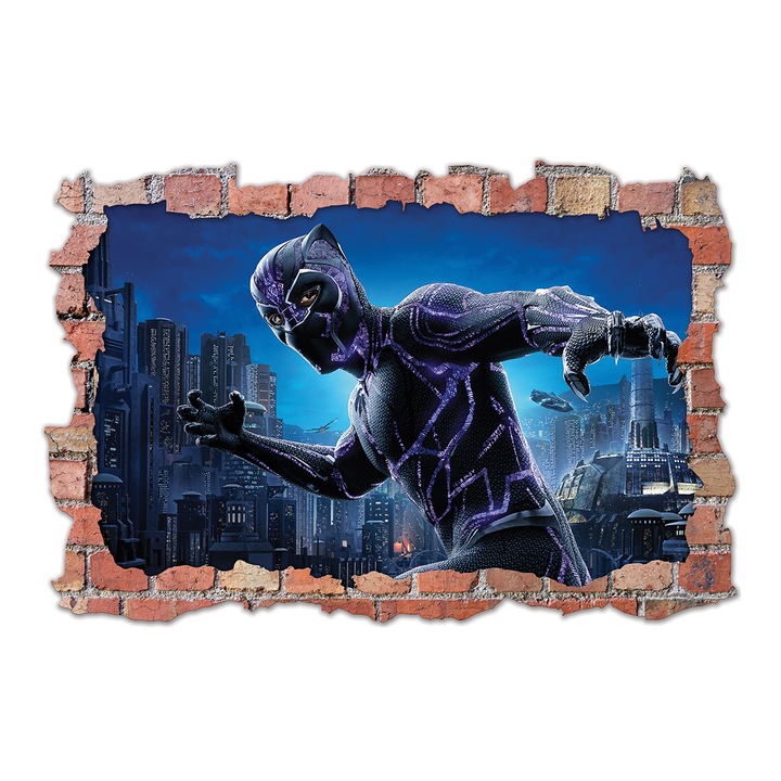 Sticker 3D copii, Stickermania, Black Panther2, 60x90 cm