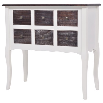 Comoda cu 6 sertare, vidaXL, maro si alb, lemn, 80 x 36 x 79 cm Comoda cu 6 sertare, vidaXL, maro si alb, lemn, 80 x 36 x 79 cm