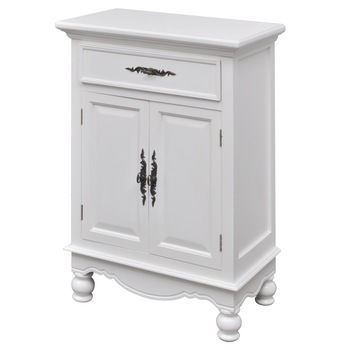 Comoda din lemn cu 2 usi si 1 sertar, vidaXL, alb, 53 x 30 x 75,5 cm Comoda din lemn cu 2 usi si 1 sertar, vidaXL, alb, 53 x 30 x 75,5 cm