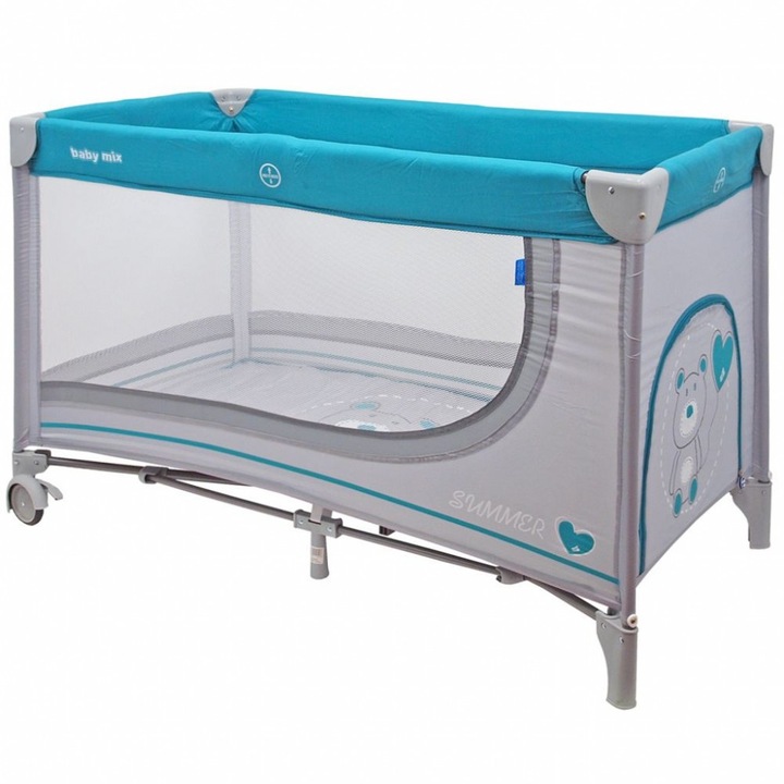 Baby Mix Gyermek Utazóágy Maci Szürke