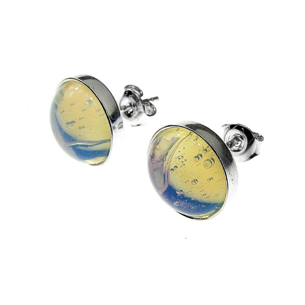 Cercei argint cu opalit 10 MM, GlamBazaar, 11 mm, cu Opal, Translucid, tip cercei de argint 925 cu pietre naturale