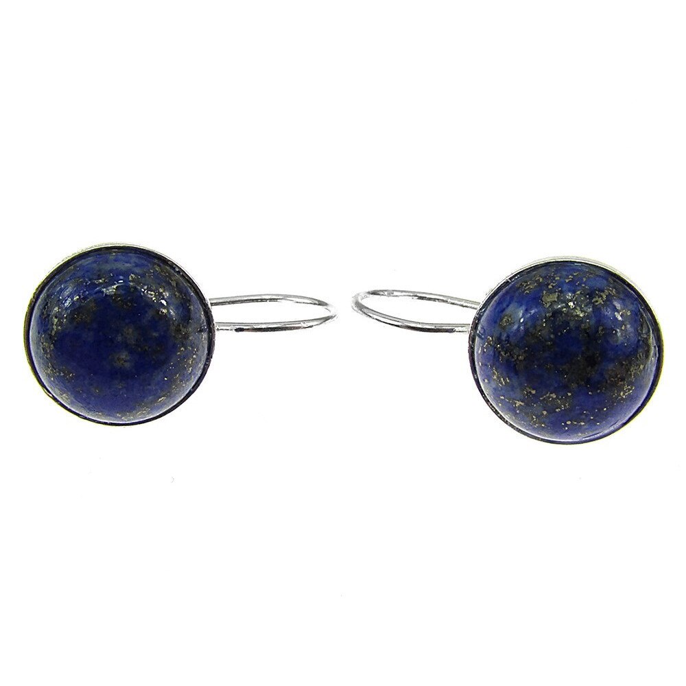 Cercei argint clasici cu lapis lazuli 10 MM, GlamBazaar, 2 cm x 1 cm, cu Lapis Lazuli, Albastru, tip cercei de argint 925 cu pietre naturale