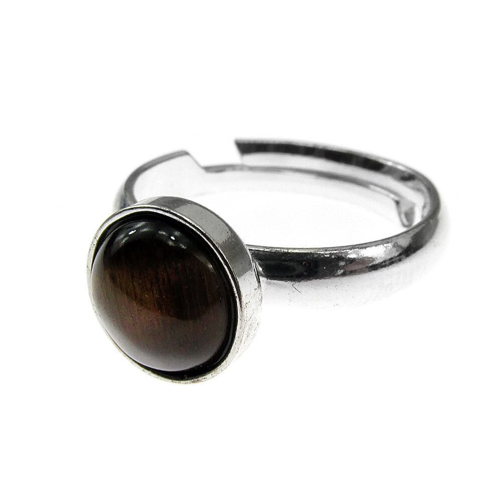 Inel argint reglabil cu ochi de tigru natural 8 MM, GlamBazaar, Reglabila, cu Ochi de tigru, Maro, tip inel reglabil de argint 925 cu pietre naturale