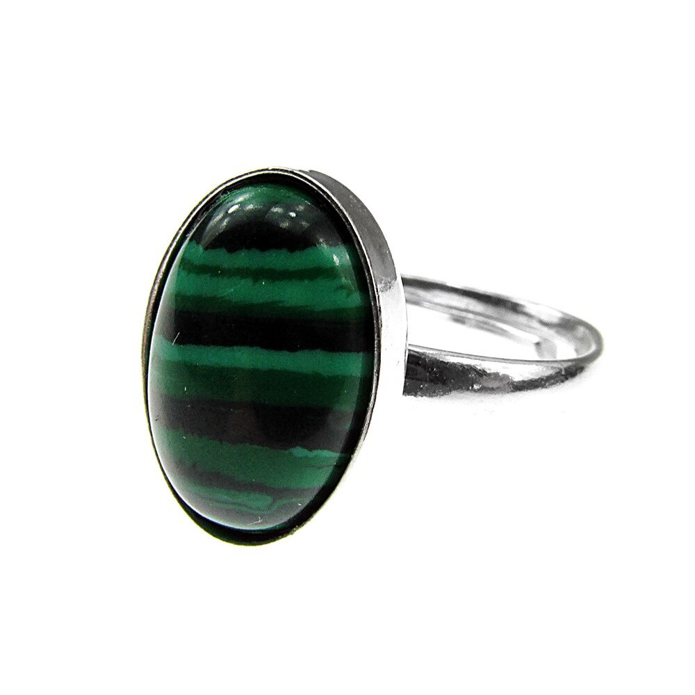 Inel argint reglabil cu malachit 14x10 MM, GlamBazaar, Reglabila, cu Malachit, Verde, tip inel reglabil de argint 925 cu pietre naturale