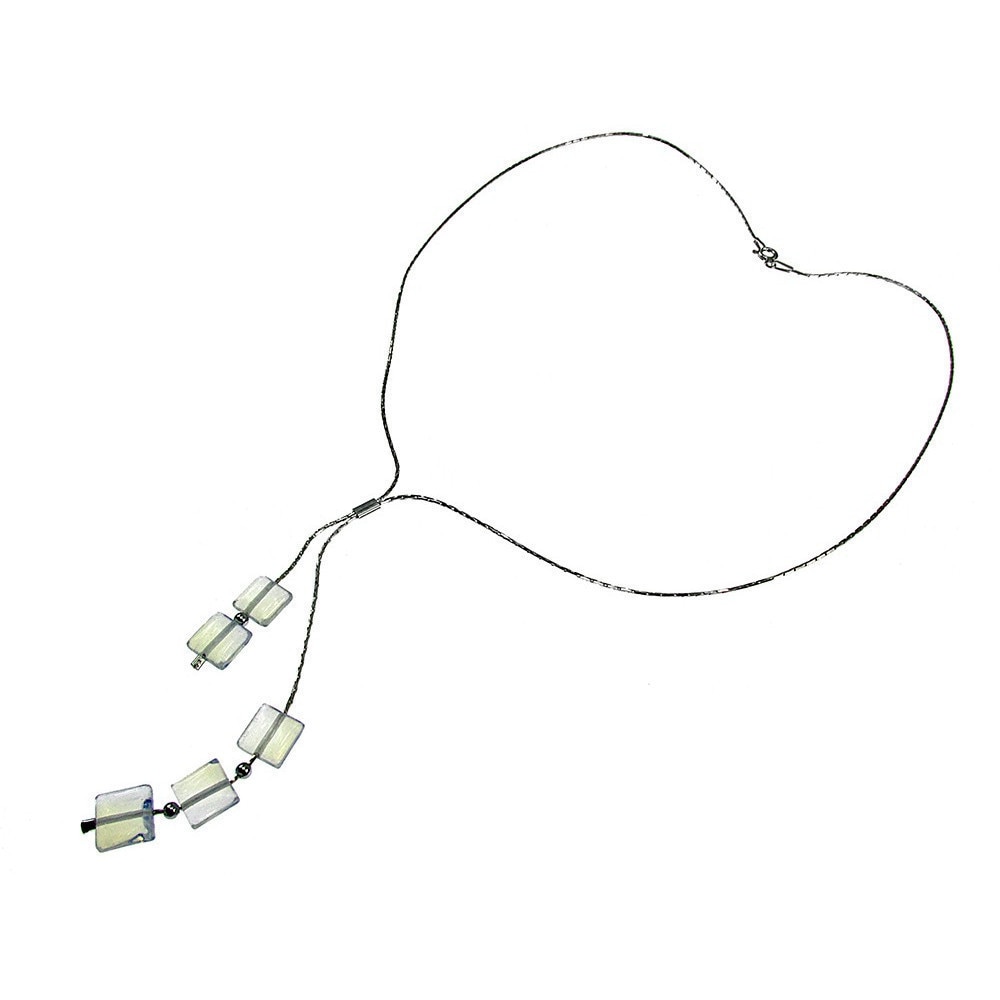 Colier argint asimetric cu opalit, GlamBazaar, 45 cm, cu Opal, Translucid, tip colier de argint 925 cu pietre naturale