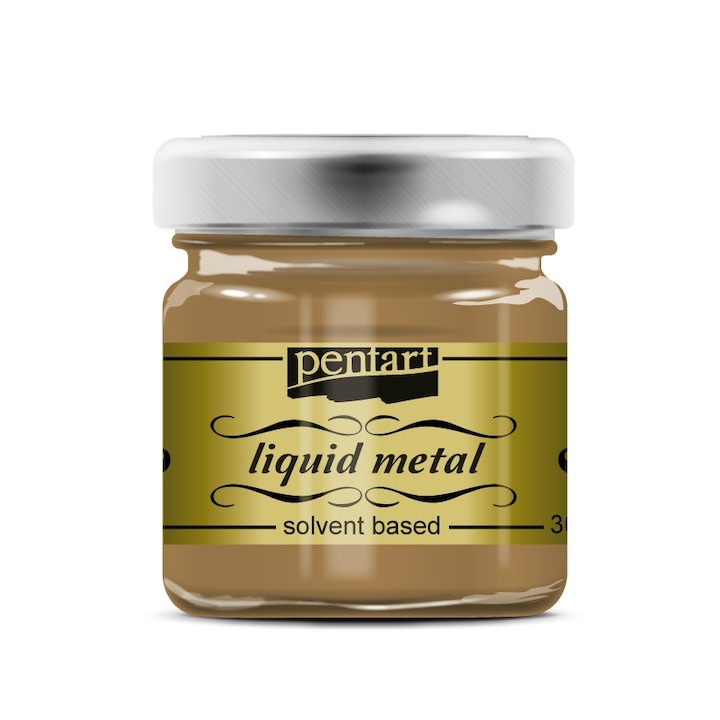 Vopsea metal lichid Pentart - Aur antic, 30 ml