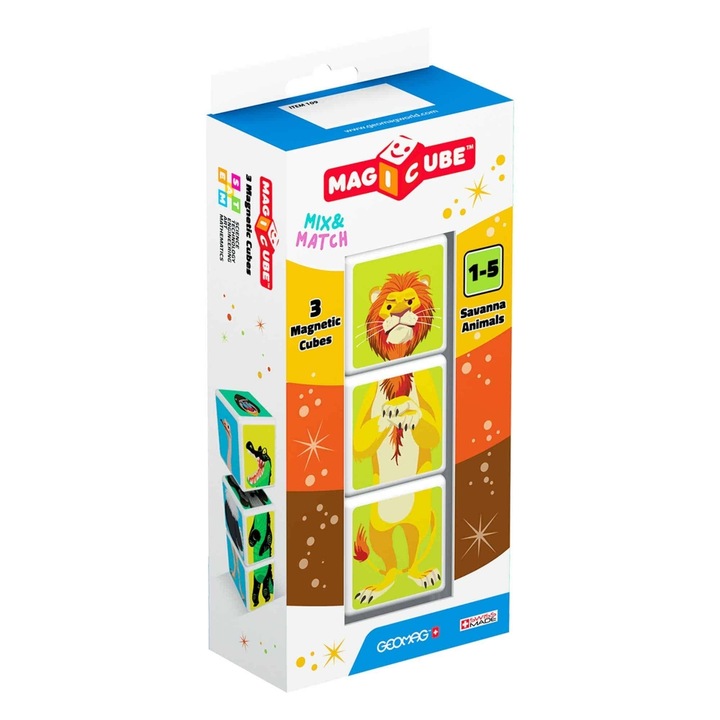 Магнитен конструктор, Geomag, Magicube, Животни в Саваната, 3 части