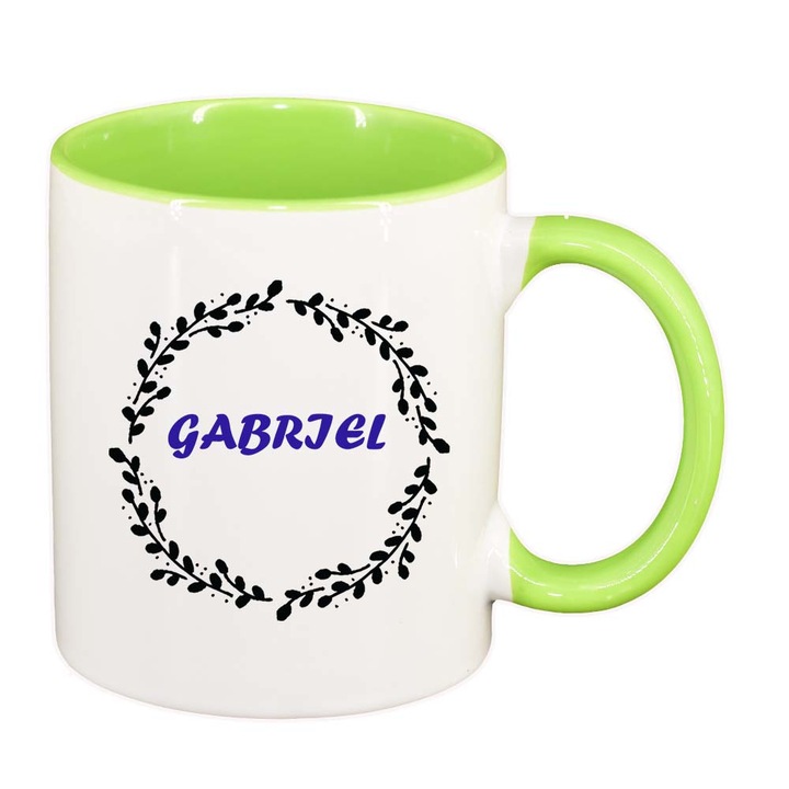 Cana "Nume", interior verde deschis, 330ml, D1078