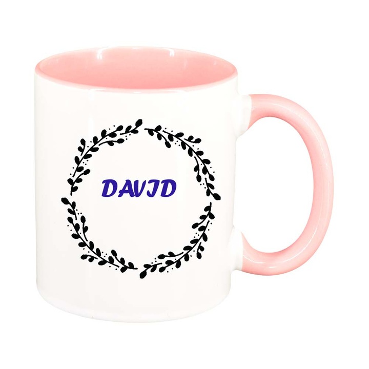 Чаша "Име", розов интериор, 330мл, D1081