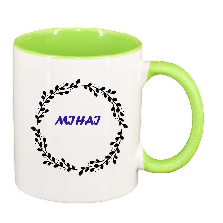 Cana "Nume", interior verde deschis, 330ml, D1080