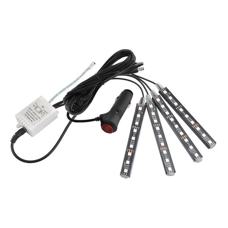 Kit 4 Benzi Iluminare Ambientala, LED Interior Masina, Multicolor Cu Telecomanda