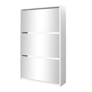 Pantofar cu oglinda si 3 niveluri, vidaXL , Alb, 63 x 17 x 102,5 cm Pantofar cu oglinda si 3 niveluri, vidaXL , Alb, 63 x 17 x 102,5 cm