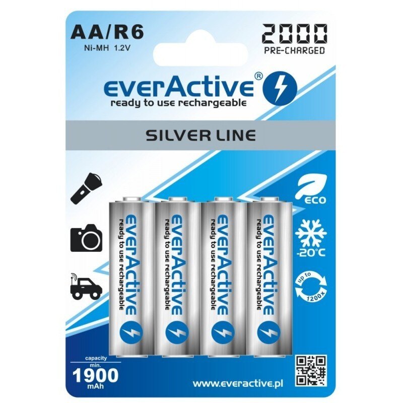 Acumulatori EverActive AA , R6 2000 mAh silver line 4 bucati / set