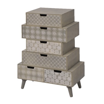 Comoda laterala cu 6 sertare, vidaXL, gri, 60 x 30 x 86 cm Comoda laterala cu 6 sertare, vidaXL, gri, 60 x 30 x 86 cm