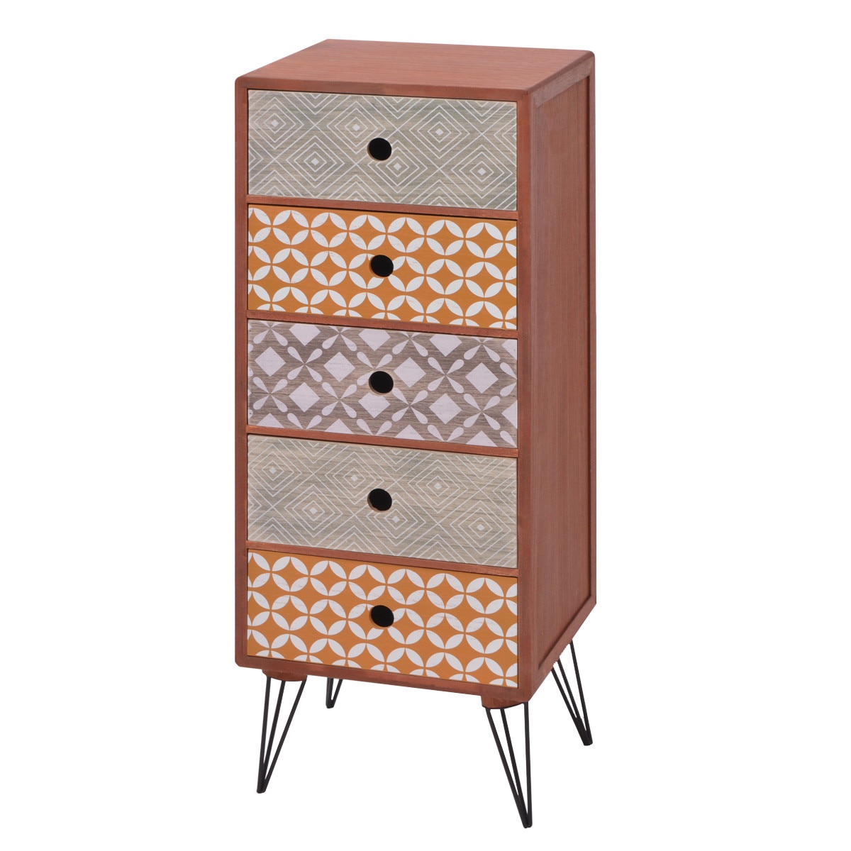 Comoda laterala cu 5 sertare, vidaXL, maro, 36 x 30 x 94 cm