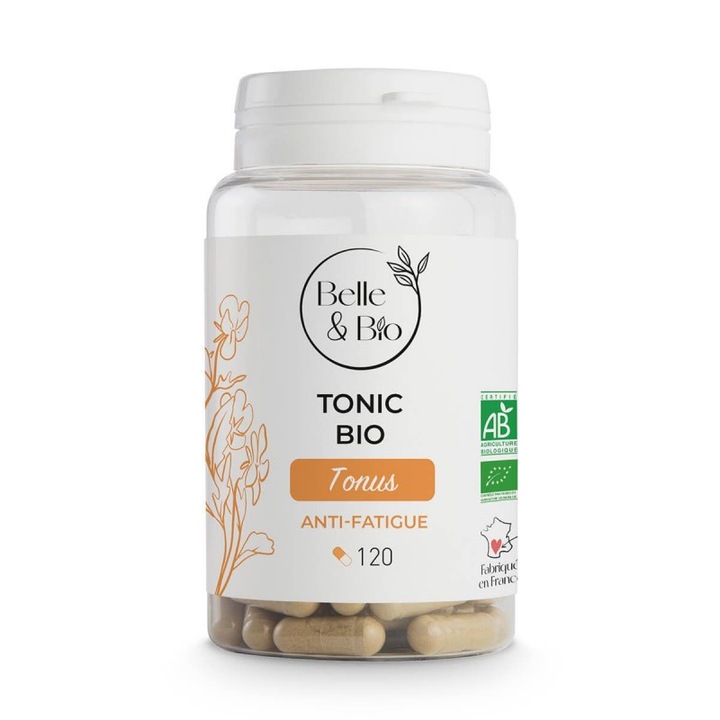 Tonic Organic 120 Capsule, contine Maca, Ginseng rosu, Guarana, Ghimbir si Acerola, combate oboseala si creste energia
