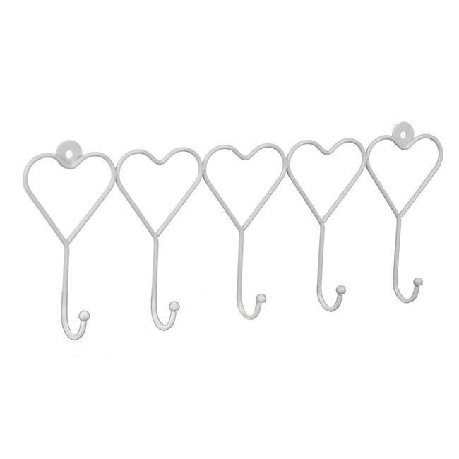 Cuier din metal in forma de inima pentru hol , baie, ATS , alb