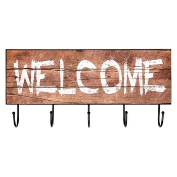 Cuier maro pentru hol , baie , terasa , din MDF , Welcome , ATS Cuier maro pentru hol , baie , terasa , din MDF , Welcome , ATS