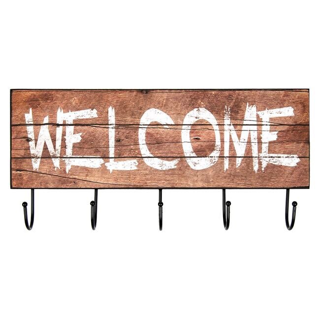 Cuier maro pentru hol , baie , terasa , din MDF , Welcome , ATS