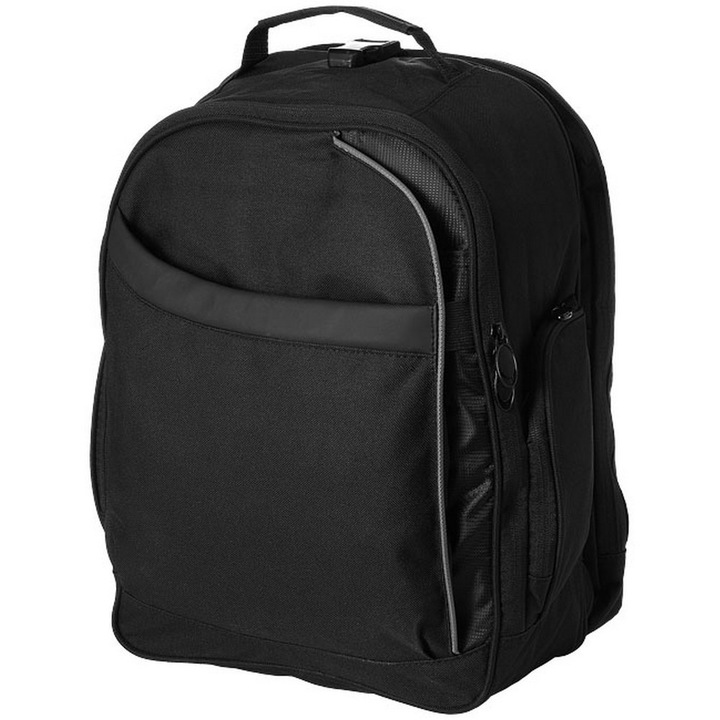 Rucsac Laptop, Everestus, CE, 15 inch, 600D poliester si pvc, negru, saculet de calatorie si eticheta bagaj incluse