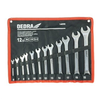 Set chei plate si inelare chrome-vanadium,12 buc.,cu husa protectie,Dedra Set chei plate si inelare chrome-vanadium,12 buc.,cu husa protectie,Dedra