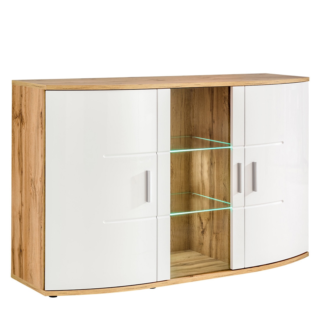 Comoda Genarom Jelly 27 WTW JLS , Stejar Wotan / Alb Lucios, 150 x 95 x 50 cm