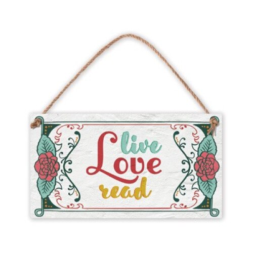 Placuta decorativa Vintage Sign, Simetro Books, cu mesaj haios /-/ Live Love Read