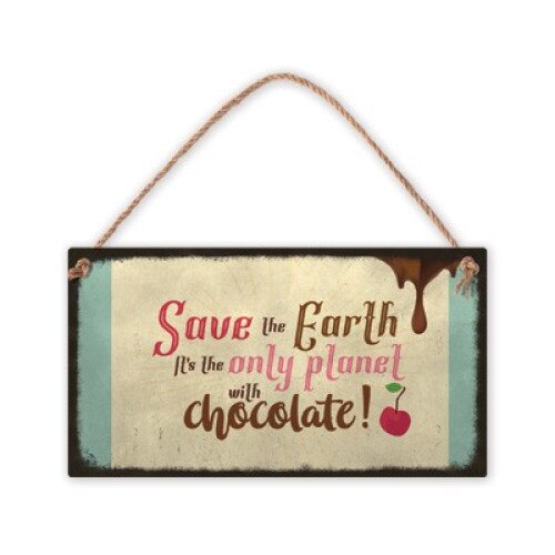 Placuta decorativa Vintage Sign, Simetro Books, cu mesaj haios /-/ chocolate